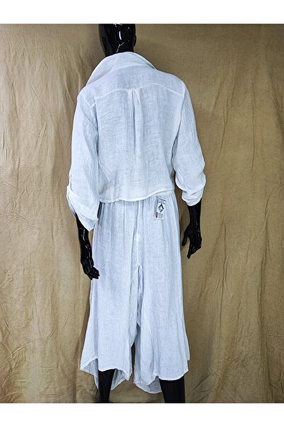 Sosyete Kaplumbağa İtalyan Keten Cep Detaylı Balon Bohem Style Şalvar Pantolon