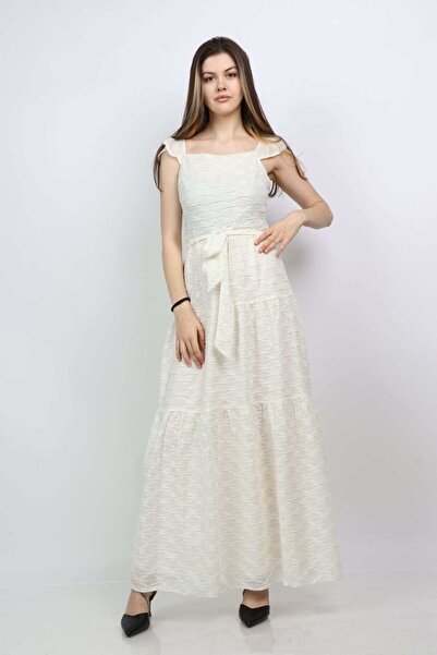 mica Sleeveless Long Shimmer Evening Dress