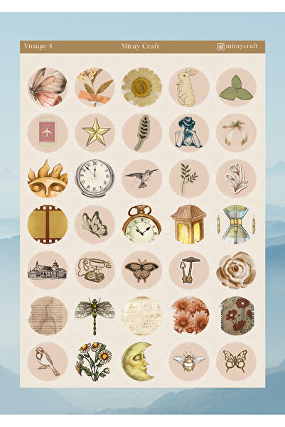 MirayDesign AUTOCOLANT/ALBUM DE COLETAȚI CU TEMĂ VINTAGE, 12*17 CM, PENTRU BULLET JOURNAL, PLANIFICATOR, AGENDĂ, CADER