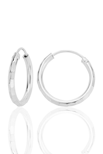 Söğütlü Silver Gümüş lazer kesimli 18 mm halka küpe SGTL12749RODAJ