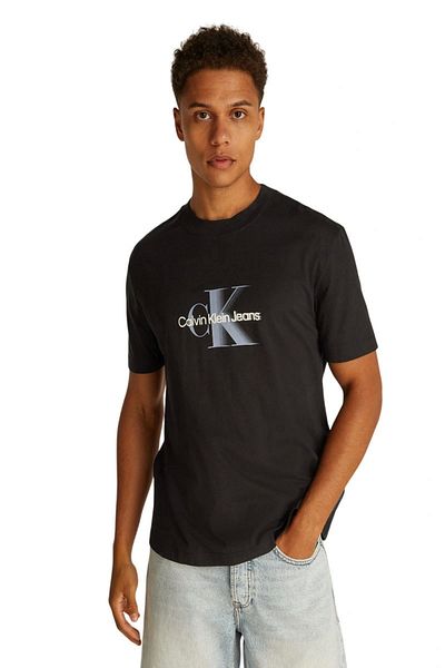Calvin Klein Men's Ice Blue Ck Logo Black T-Shirt
