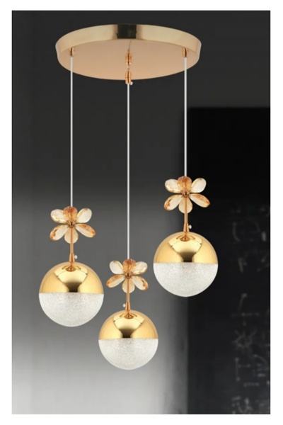 Semboldekor Gold 3lü Kelebek Ledli Sarkıt Avize