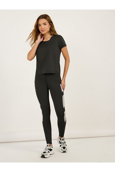 Styli Pack of 3 - Low Back Detail Top, Mesh Sports Bra & Contrast Panel Leggings