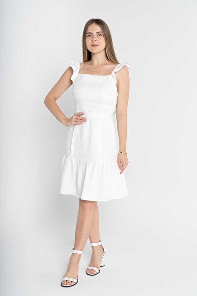 mica فستان قصير بفتحة رقبة مربعة