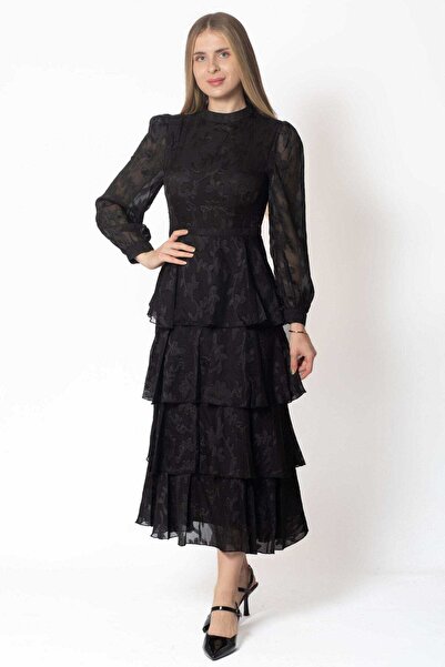 mica فستان ماكسي متعدد الطبقات مع قاع طويل للنساء