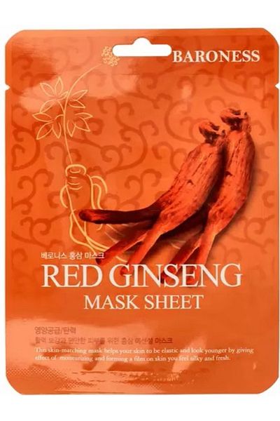 Baroness Red Ginseng Mask Sheet, 21 g - Sheet mask with ginseng extract