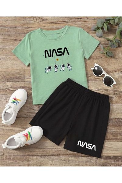armicem Mixed Print Basic T-Shirt & Capri Boy's Bottom - Top Set