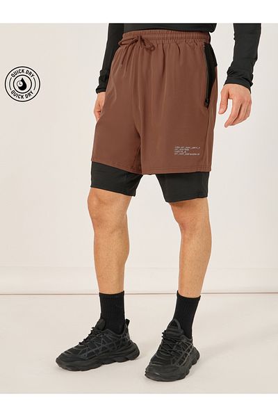 Styli 2In1 Running Shorts with Minimal Print & Zip Pocket Detail