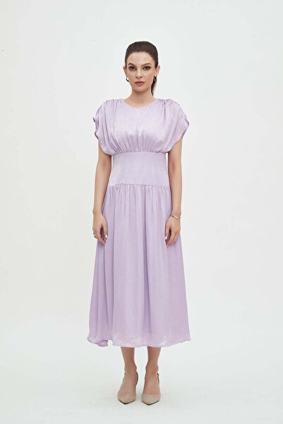 mica Sleeveless Plain Ruffled Midi Dress