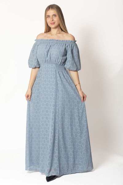mica Embroidered Off-Shoulder Short Sleeve Maxi Dress