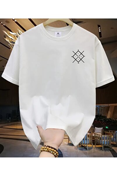 Karatopak Tricou unisex oversize cu decolteu rotund cu imprimeu în formă geom...