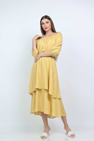 mica Off-Shoulder Midi Dress with Long Sleeves