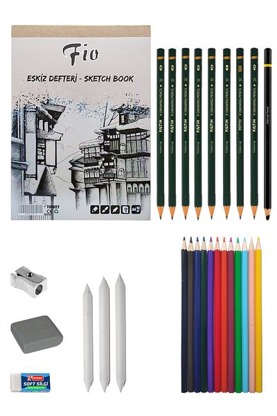 ACUTO Fio A4 Sketchbook 90g Sketching Set Graded Pencil Set Coloring Set Charcoal Drawing Set