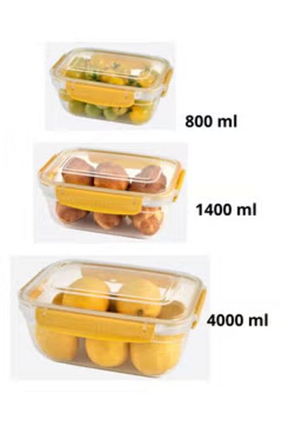Dünya Plastic Food Container 3 Pcs Set 0.8- 1.4- 4 Liter