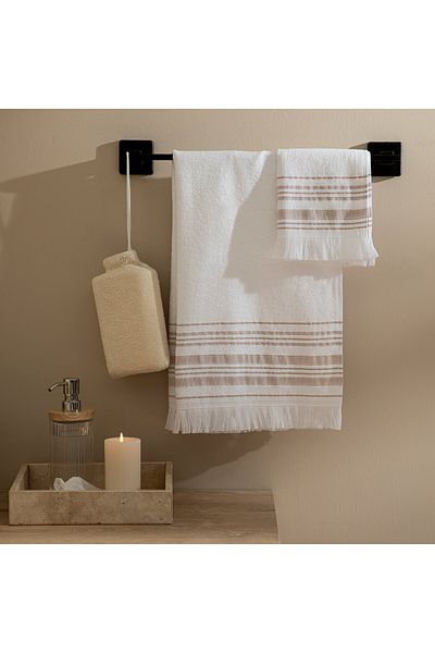 Chakra Derin Bamboo Face Towel 50x90 cm Beyaz-Beige