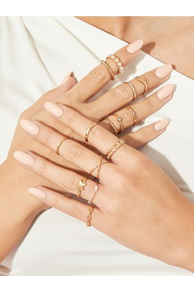 Styli مجموعة من 15 خاتمًا مزخرفًا