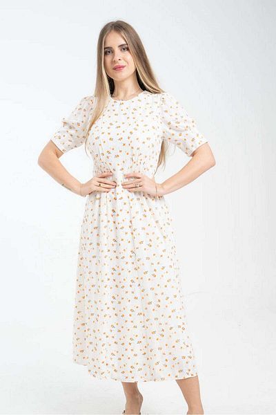 mica Soft Floral Dress with Short Sleeves for Women