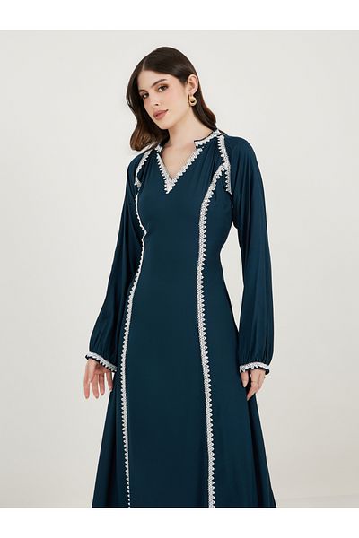 Maxim Creation By Styli V Neck Lace Insert Kaftan