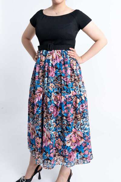 mica Short Sleeve Pleated Floral Midi Dress