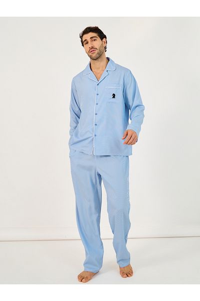 Styli Woven Checked Pocket Detail Shirt & Pyjama Set