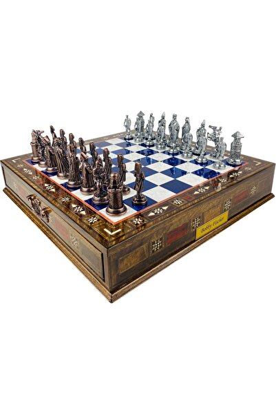 Tugra Gift Shop Osmanlı Haçlı Figürlü Satranç Takımı- Büyük Boy Metal Satranç...