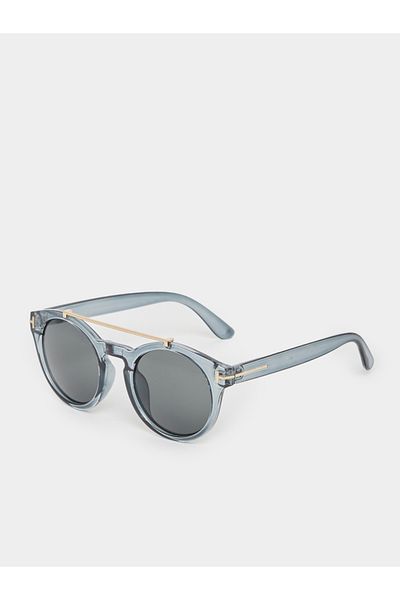 Styli Solid Double Bridge Round Sunglasses