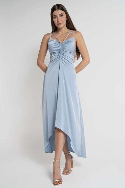 mica فستان ميدي بدون أكمام مع كشكشة قصيرة في الأمام