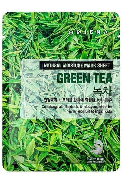 Orjena Φύλλο Green Tea Mask Sheet, 23 ml - Καταπραϋντικό και καθαριστικό φύλλο μάσκας με εκχύλισμα πράσινου τσαγιού