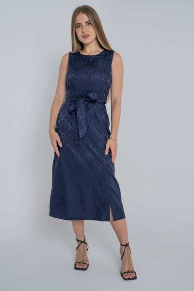 mica Sleeveless Midi Dress with Waist Tie