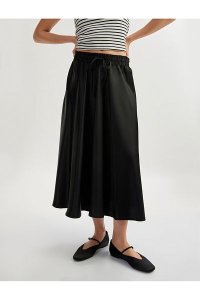 Koton Viscose Fabric Satin Flared Bell Skirt
