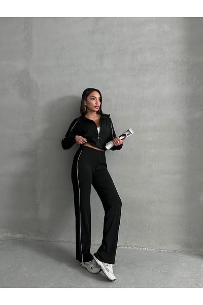 Miss Prova Scuba Fabric Diver Sweatpants - Piping Detail Missea2518