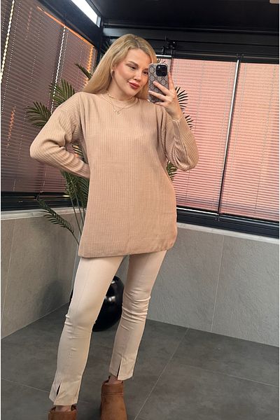 MİR STORE Пуловер - Kафяво - Овърсайз