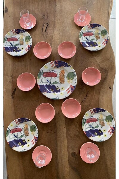 Lujo Dadı 19 Parça Porselen Kahvaltı Takımı