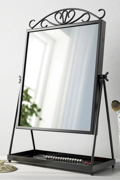 Binbirreyon Ferforje Masa Aynası Makyaj Aynası Aksesuar Tepsili 27x43cm MB033