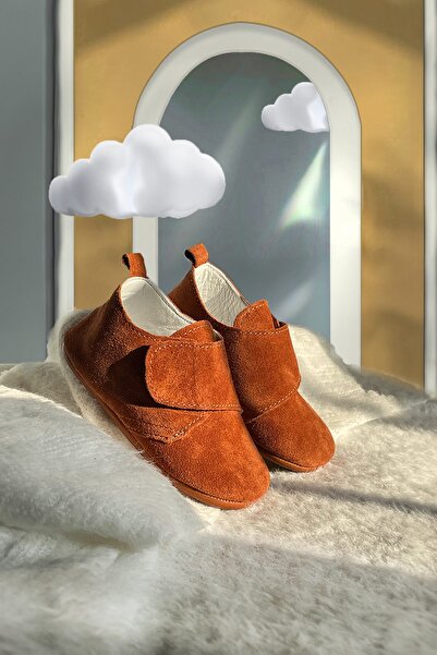 BRITY %100 Hakiki Deri Cırt Cırtlı Süet Bebek Botu