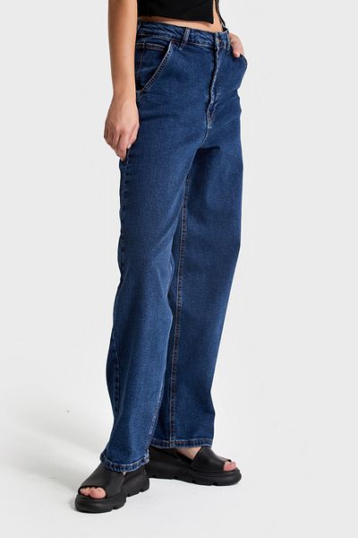 its basic Blugi de damă, culoare albastru închis, 1W4-5, țesătură lycra, cu croiala largi
