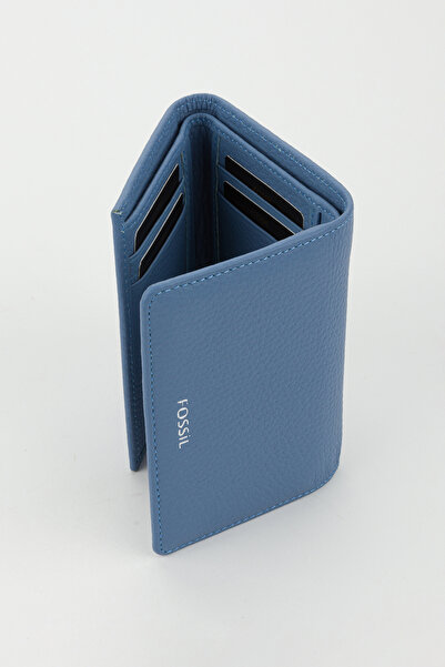 Fossil Kutulu Hakiki Deri Buz Mavi Kadın El Portföyü Kartlık Cüzdan