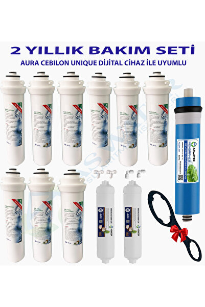 As Water İhlas Aura Cebilon UNIQUE Dijital unique Su arıtma Cihazı Uyumlu 2 Yıllık Bakım Filtre Bakım Seti