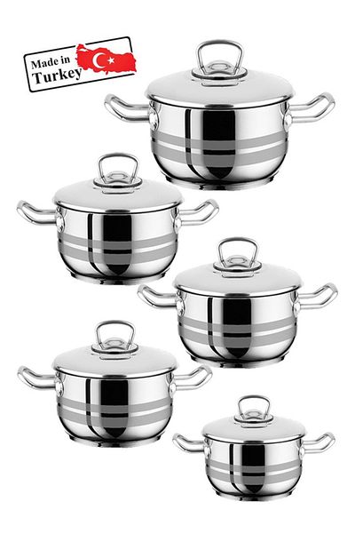 Top Chef 10 Piece Turkish Stainless Steel 18/10  Cookware Set