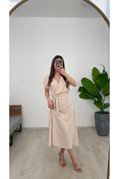 Nazline Women's Double Breasted Long Ayrobin Dress with Belt