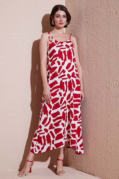 Lela Rochie cu model de lungime midi, cu croială supradimensionată, cu bretele cu frânghie, cu decolteu rotund 5869009