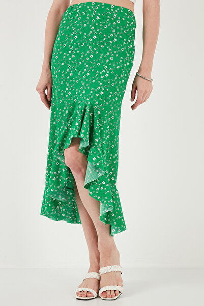 Lela Fusta midi cu talie înaltă cu imprimeu floral - FUSTA cu volan și desfășurare 5869012