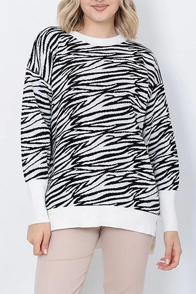 CHITI PITI Pulover cu model zebră cu fantă