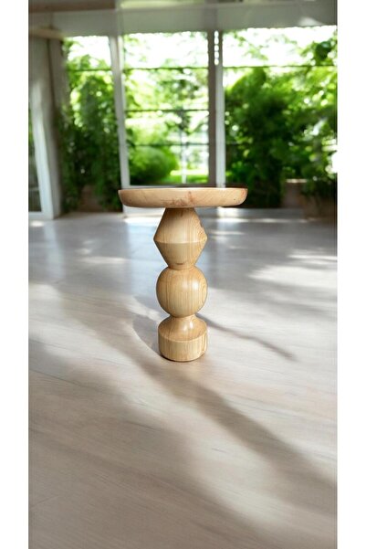 Simillo Home&Living Ahşap Tekli Fitilli Mantar Yan Sehpa Modern Fiskos Nature...