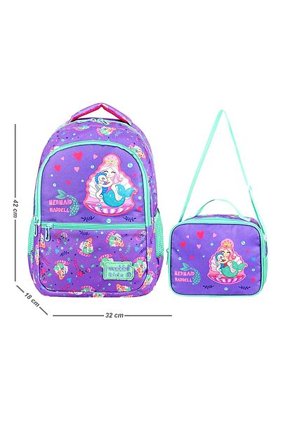 Linea Waddell 3 Compartment Primary Schoolbag and Lunchbox Mermaid Purple-Green 24204