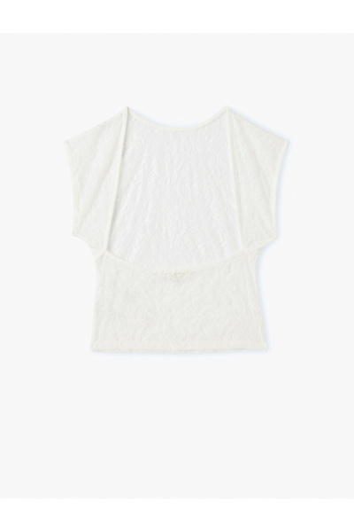 Koton Sleeveless Sheer Lace Blouse with Low Back