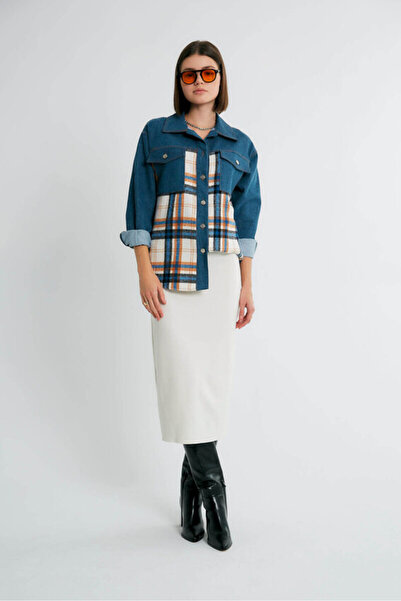 Store KAHVERENGİ ODUNCU DETAYLI JEAN GÖMLEK