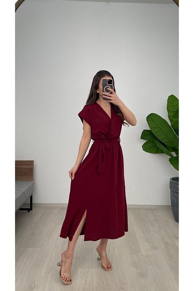 Nazline Women's Double Breasted Long Ayrobin Dress with Belt
