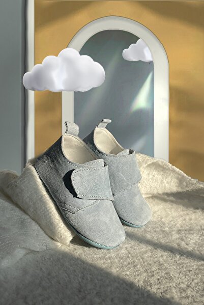 BRITY %100 Hakiki Deri Cırt Cırtlı Süet Bebek Botu