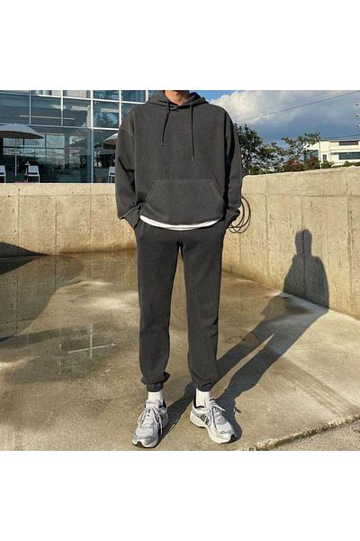 THE WHITE Men's Anthracite Rubber Leg Raised Jogger Sweatpants